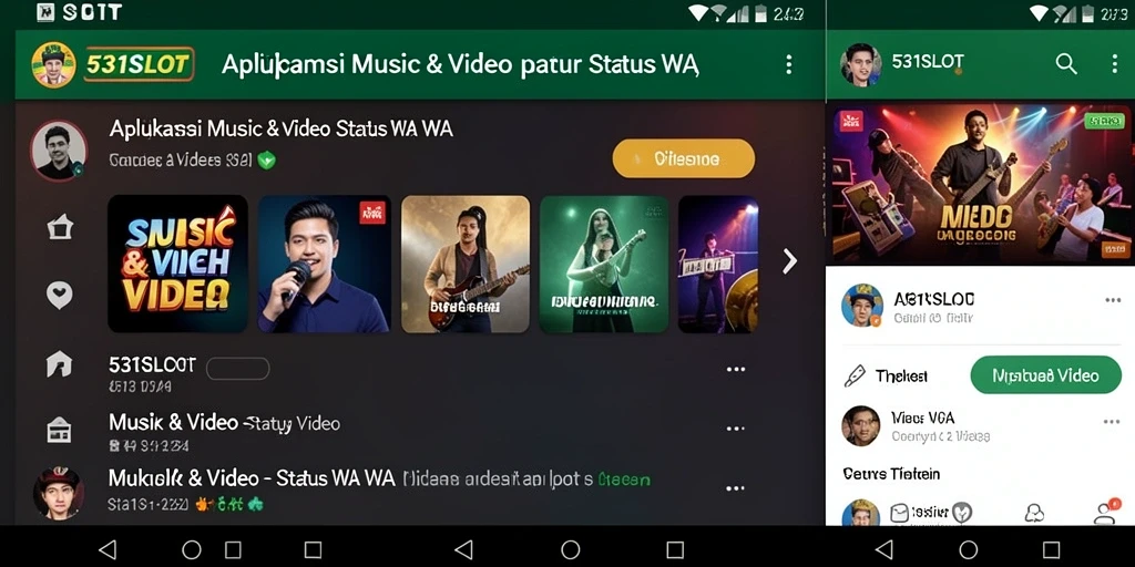 Antarmuka pengguna 531SLOT dengan variasi video Status WA.