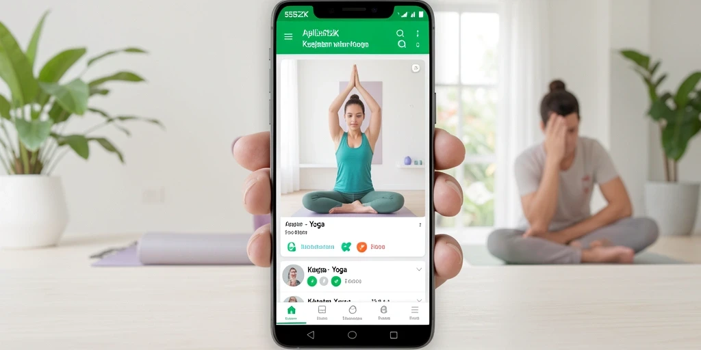 Tampilan antarmuka aplikasi 555ZK dengan sesi yoga yang beragam.