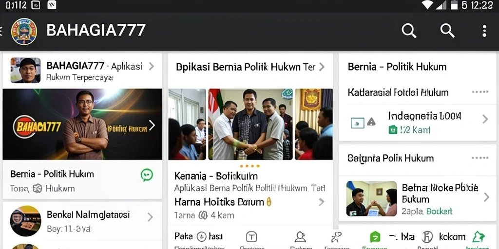 Antarmuka BAHAGIA777 menampilkan berita terbaru tentang politik dan hukum.