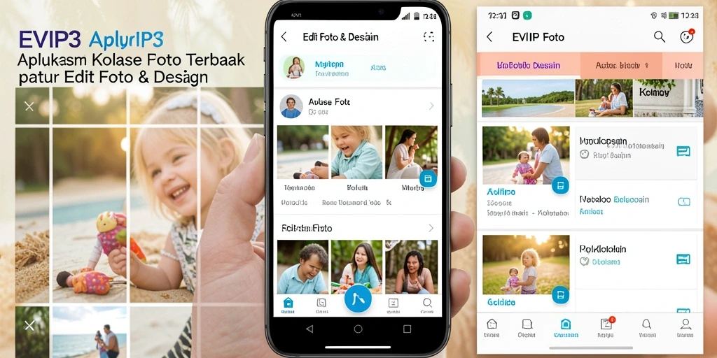 Antarmuka aplikasi EVIP3 yang intuitif untuk membuat kolase foto.