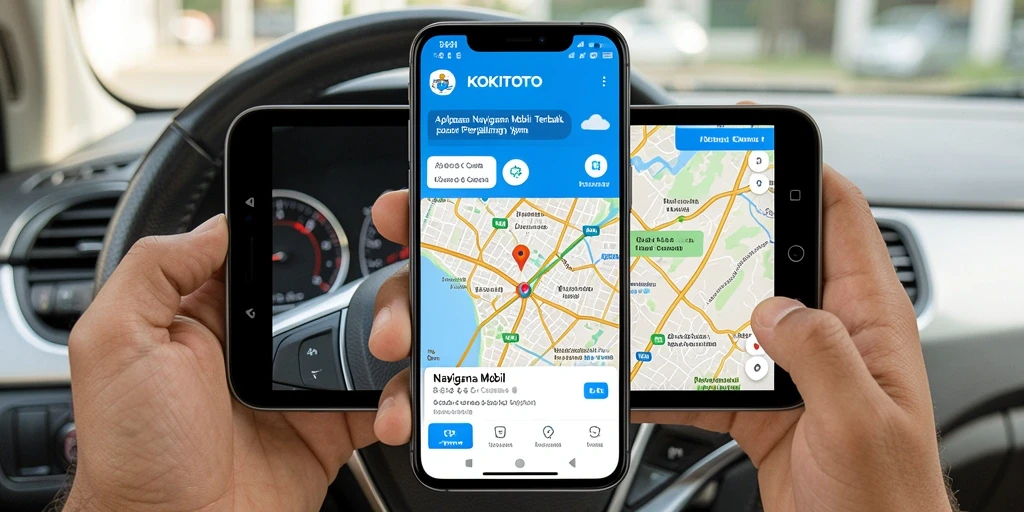 Antarmuka KOKITOTO menampilkan informasi navigasi mobil secara jelas.