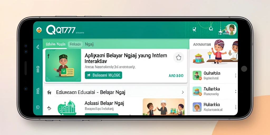 Tampilan antarmuka QT777 yang menarik dan fungsional untuk belajar ngaji.